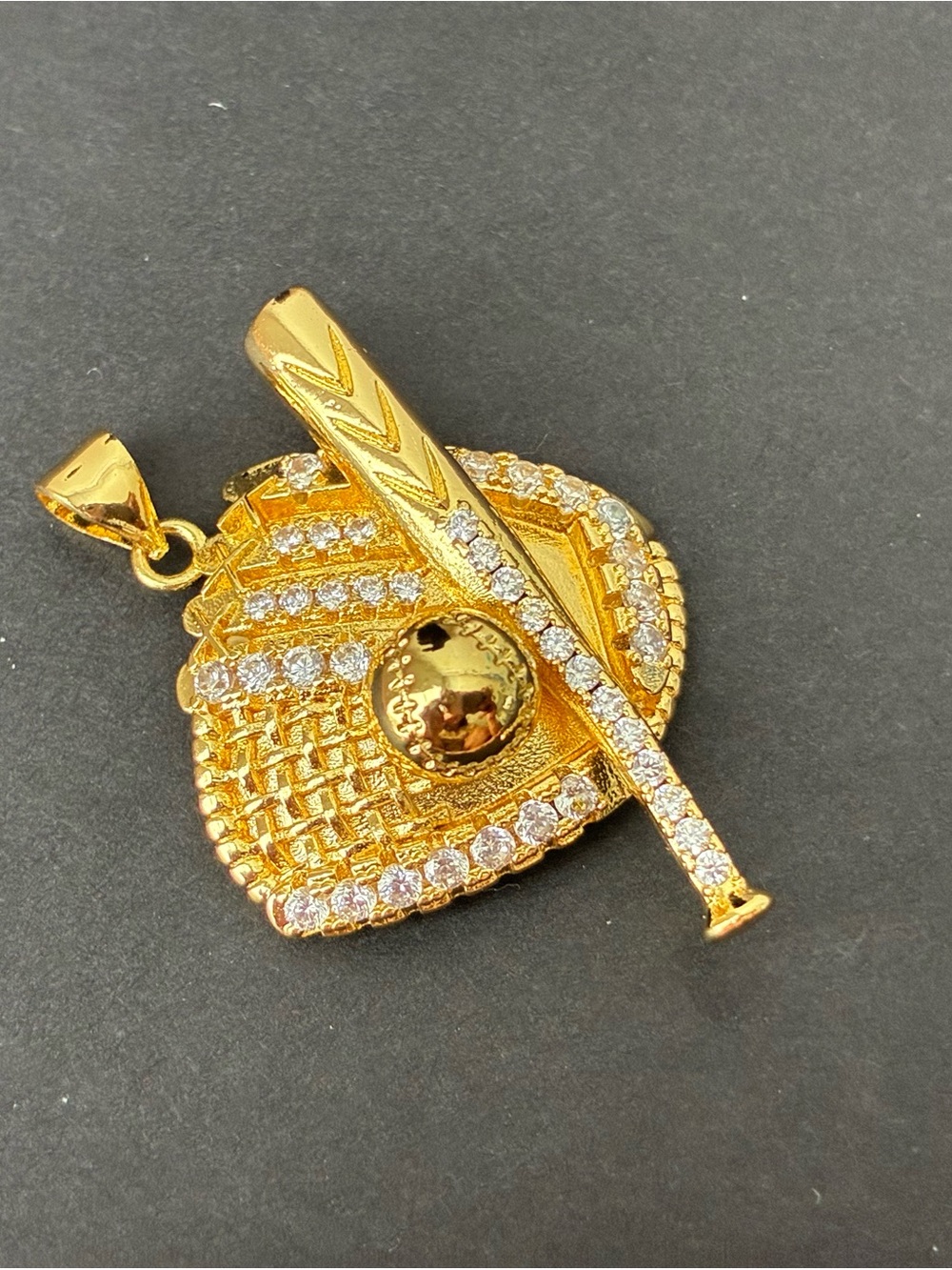 Gold-Tone Baseball Glove & Bat Pendant Necklace